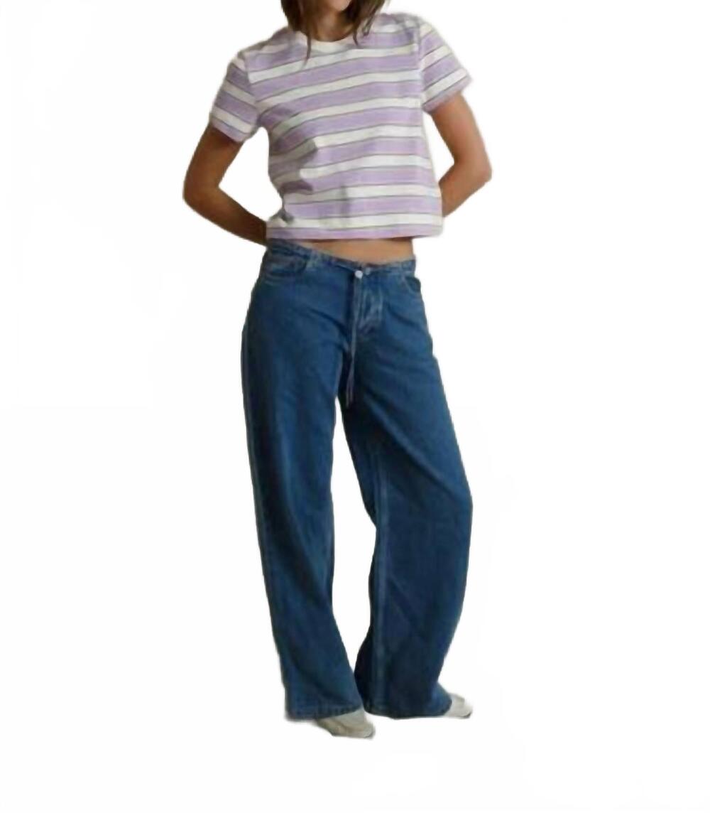 NEW PERFECTWHITETEE gia slightly boxy tee in ultraviolet stripe